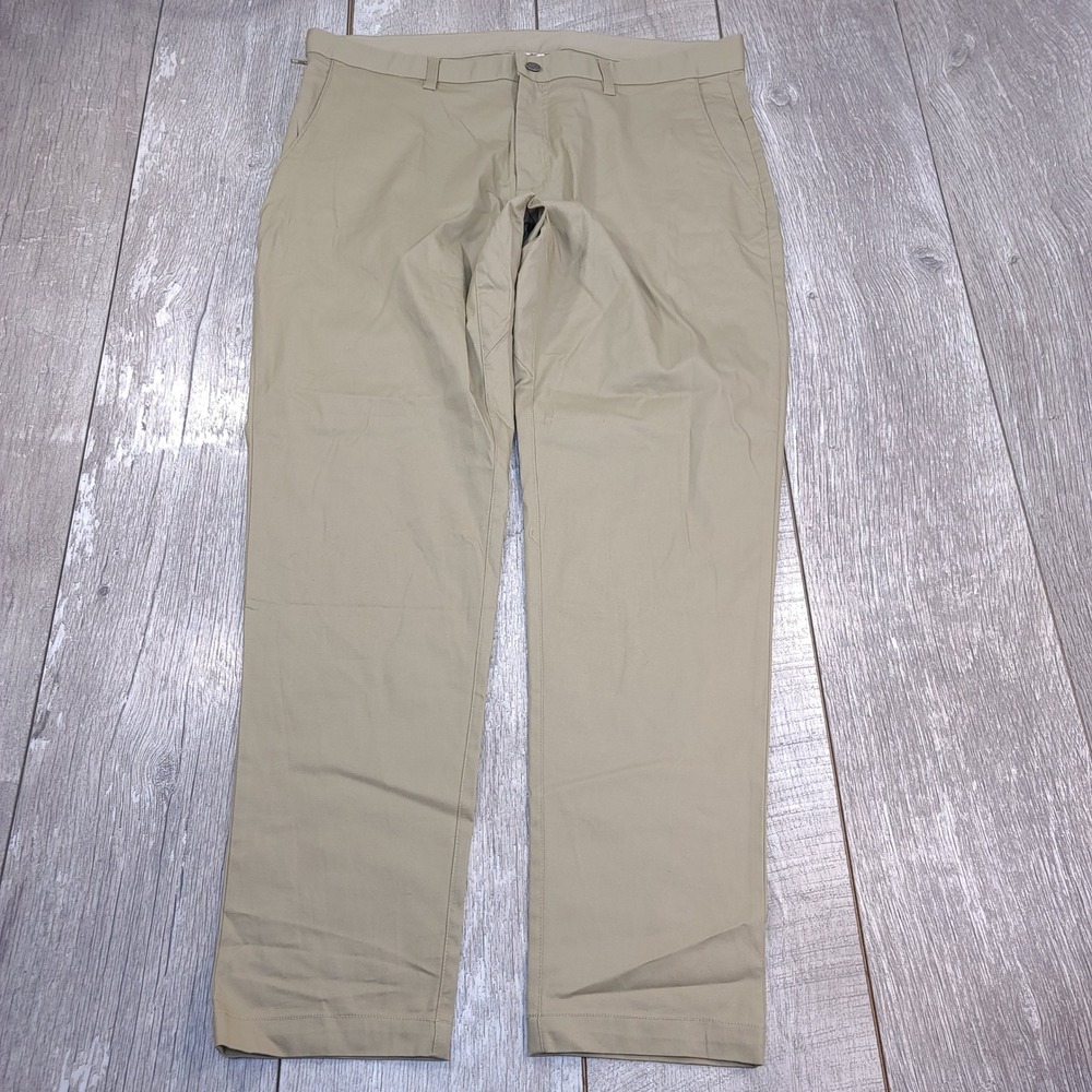 Fabletics High Side Chino Men 36x30 Khaki Modern Slim Fit 4-Way Stretch Pants